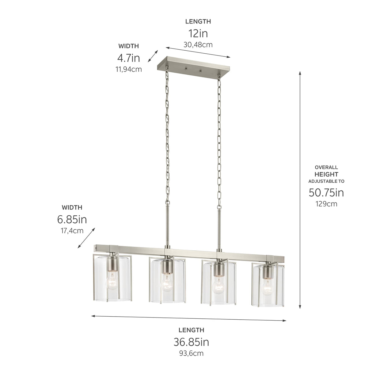 Kichler Birk 4-Light Brushed Nickel Farmhouse Chandelier