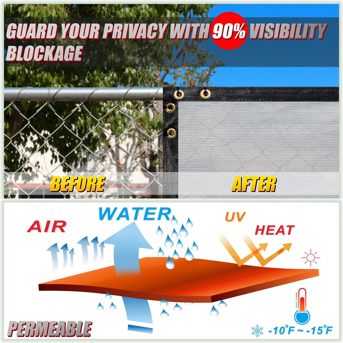 ColourTree 3-ft H x 10-ft W Gray Hdpe Chain Link Fence Screen