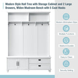SINOFURN Country 59-in White Wood Hall Tree