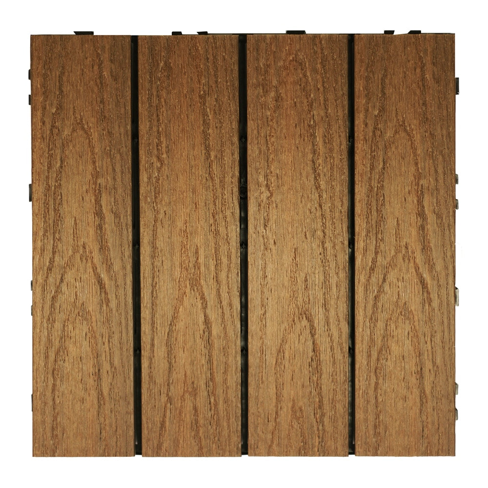NewTechWood 36-in x 12-in 5-Pack Peruvian Teak Prefinished Composite Deck Tile (15-sq ft)