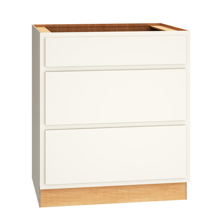 Diamond Express Jamestown 30-in W x 34.5-in H x 24-in D White Partial Overlay 3-Drawer Base Fully Assembled Plywood Cabinet (Recessed Panel Shaker Style)