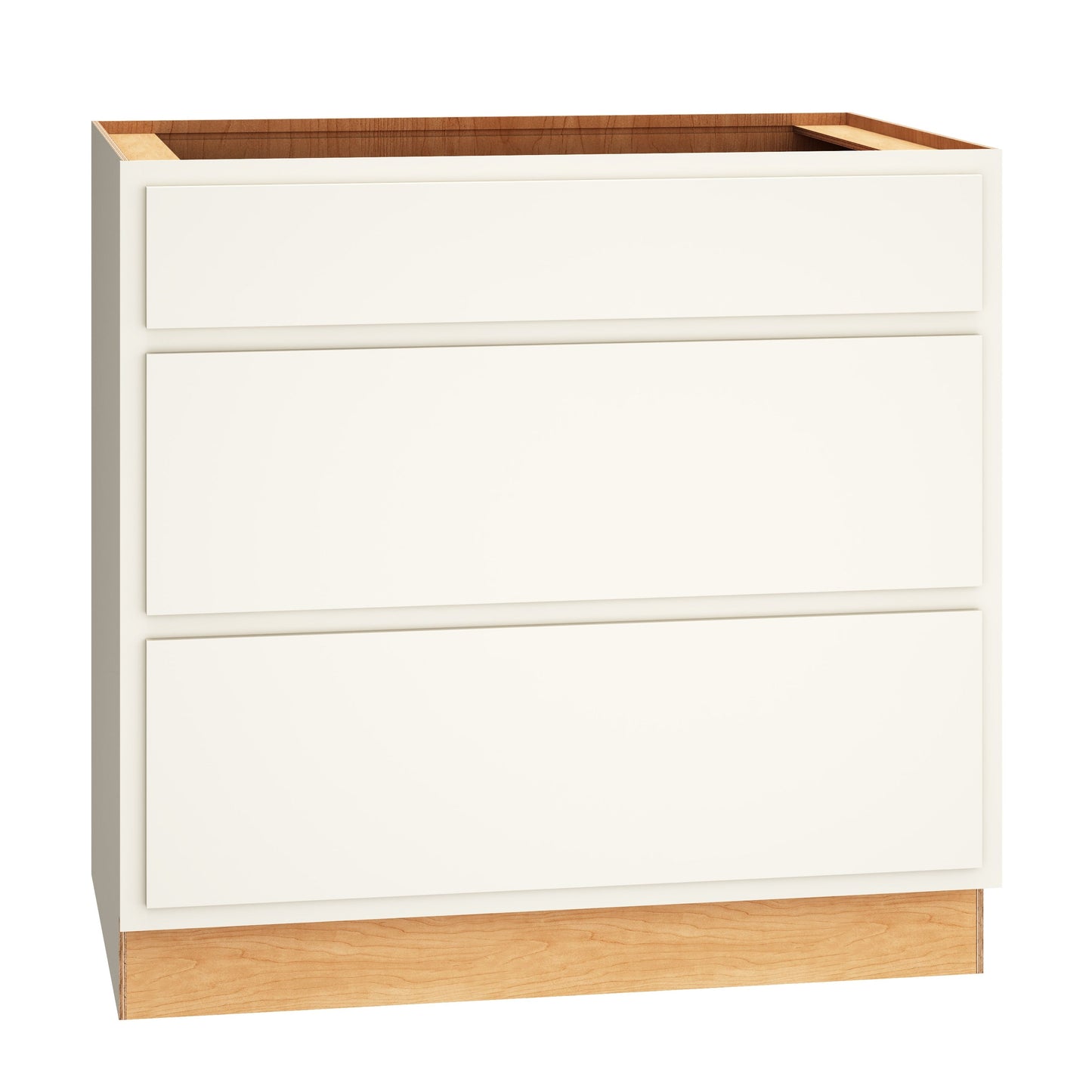 Diamond Express Jamestown 36-in W x 34.5-in H x 24-in D White Partial Overlay 3-Drawer Base Fully Assembled Plywood Cabinet (Recessed Panel Shaker Style)