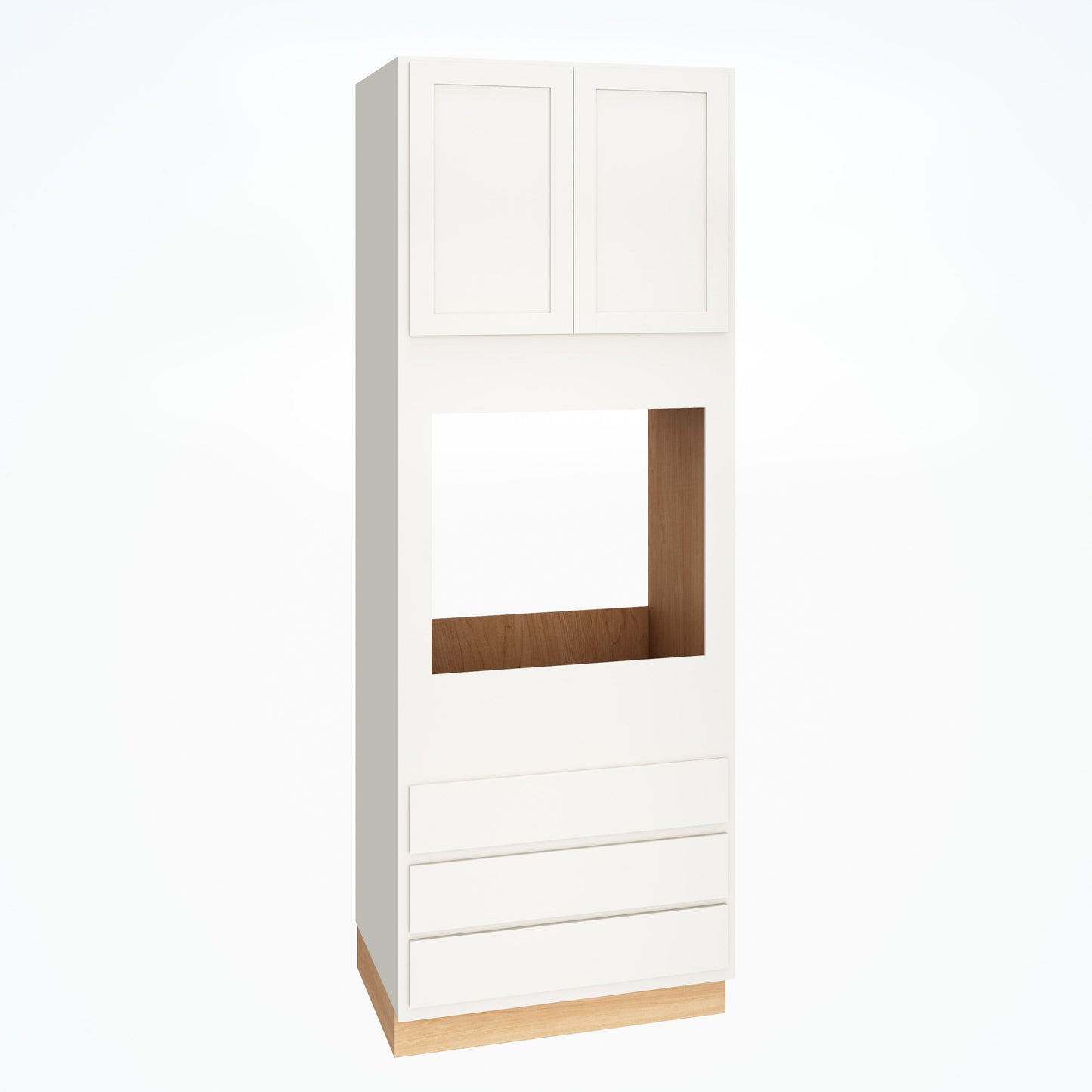 Diamond Express Jamestown 33-in W x 90-in H x 24-in D White Partial Overlay 3-Drawers Single Oven Base Fully Assembled Plywood Cabinet (Recessed Panel Shaker Style)