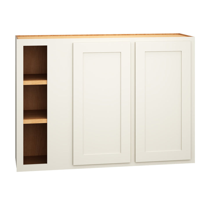 Diamond Express Jamestown 42-in W x 30-in H x 12-in D White Partial Overlay Blind Corner Wall Fully Assembled Plywood Cabinet (Recessed Panel Shaker Style)