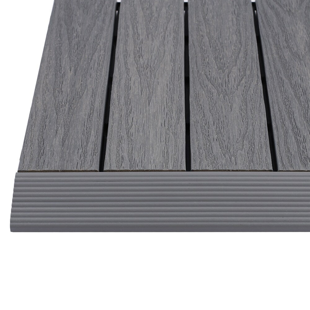 NewTechWood 2-in x 12-in 4-Pack Westminster Gray Prefinished Composite Deck Tile (1-sq ft)
