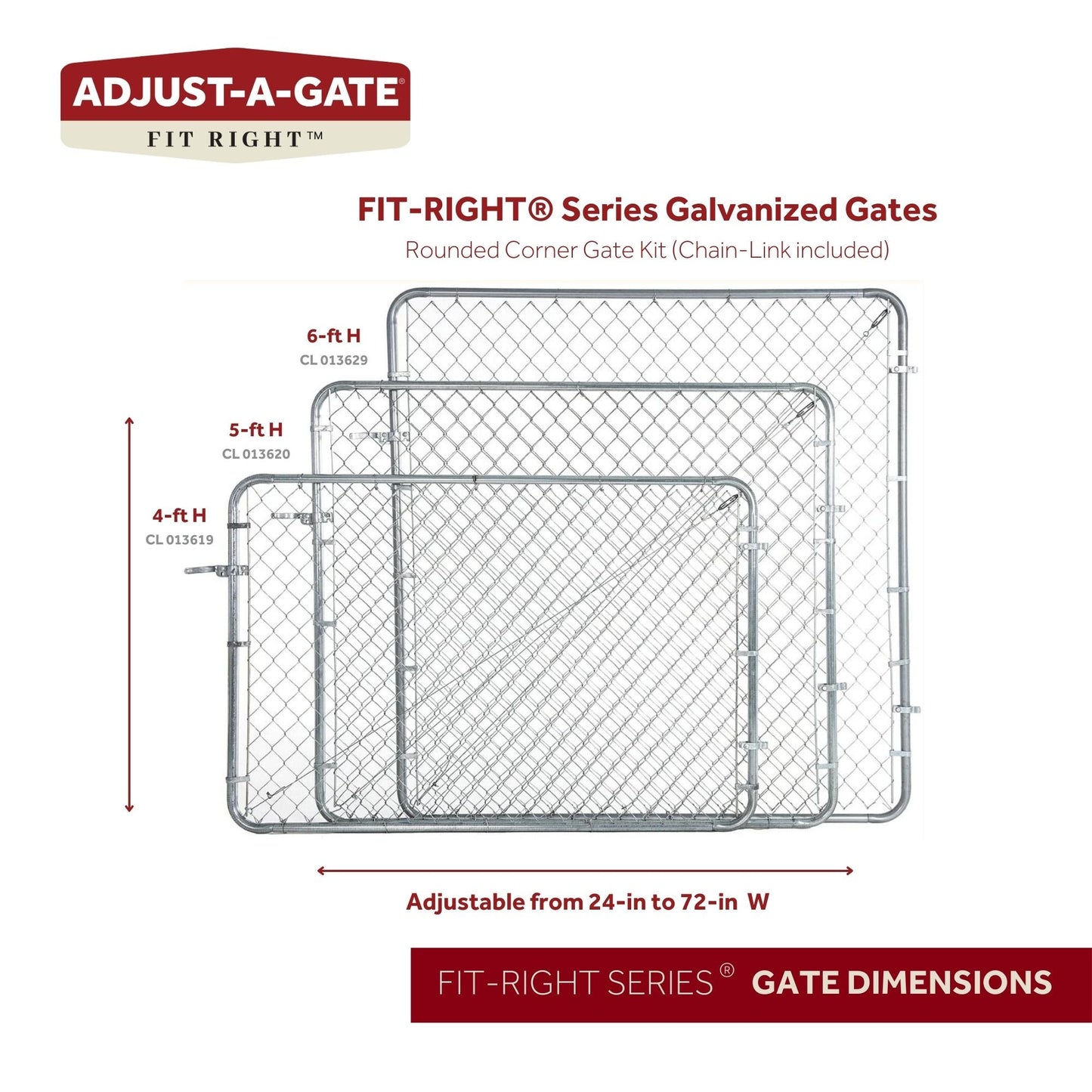 Fit-Right 5-ft H x 6-ft W Galvanized Metal Walk-thru Chain Link Fence Gate Kit with Mesh Size 2-in