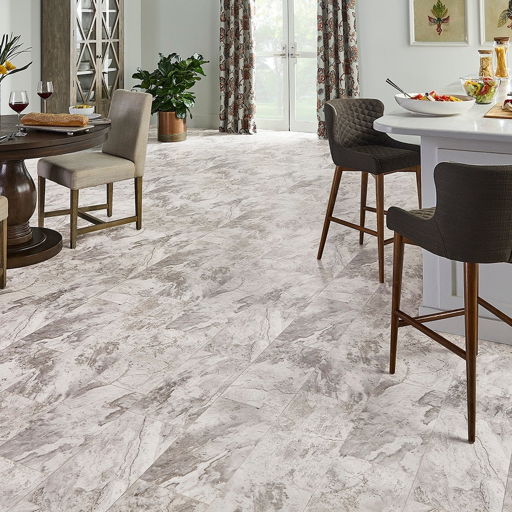 STAINMASTER Grove Park Marble Look Sheet Vinyl Flooring, 12-ft Width, Cut-to-Length, Low-Gloss Finish