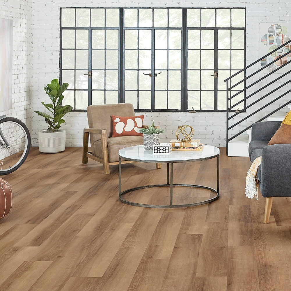 STAINMASTER (Sample) Vernon Hickory Waterproof Wood Look Interlocking Luxury Vinyl Plank