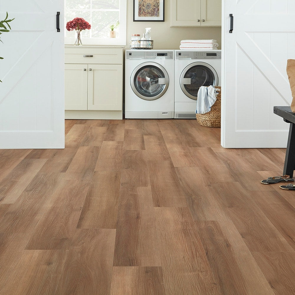 STAINMASTER (Sample) Vernon Hickory Waterproof Wood Look Interlocking Luxury Vinyl Plank