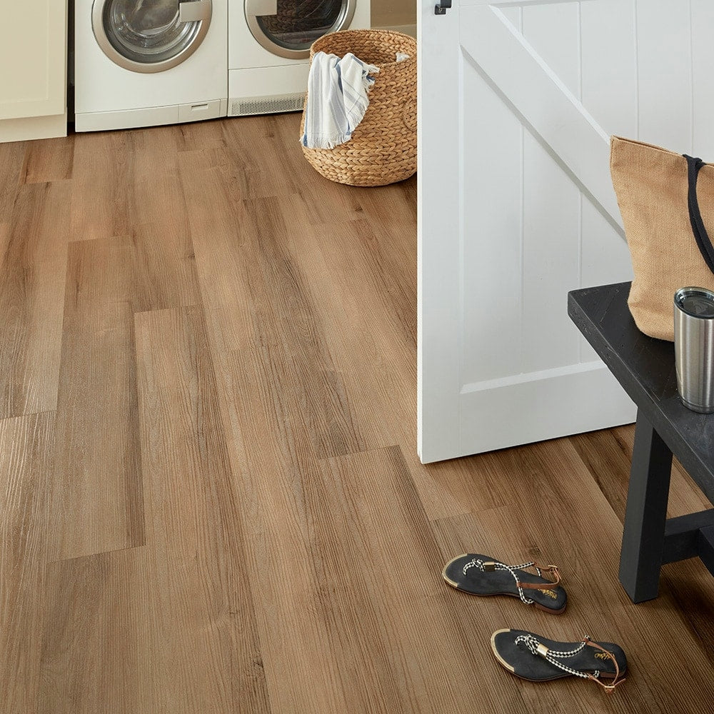 STAINMASTER (Sample) Vernon Hickory Waterproof Wood Look Interlocking Luxury Vinyl Plank