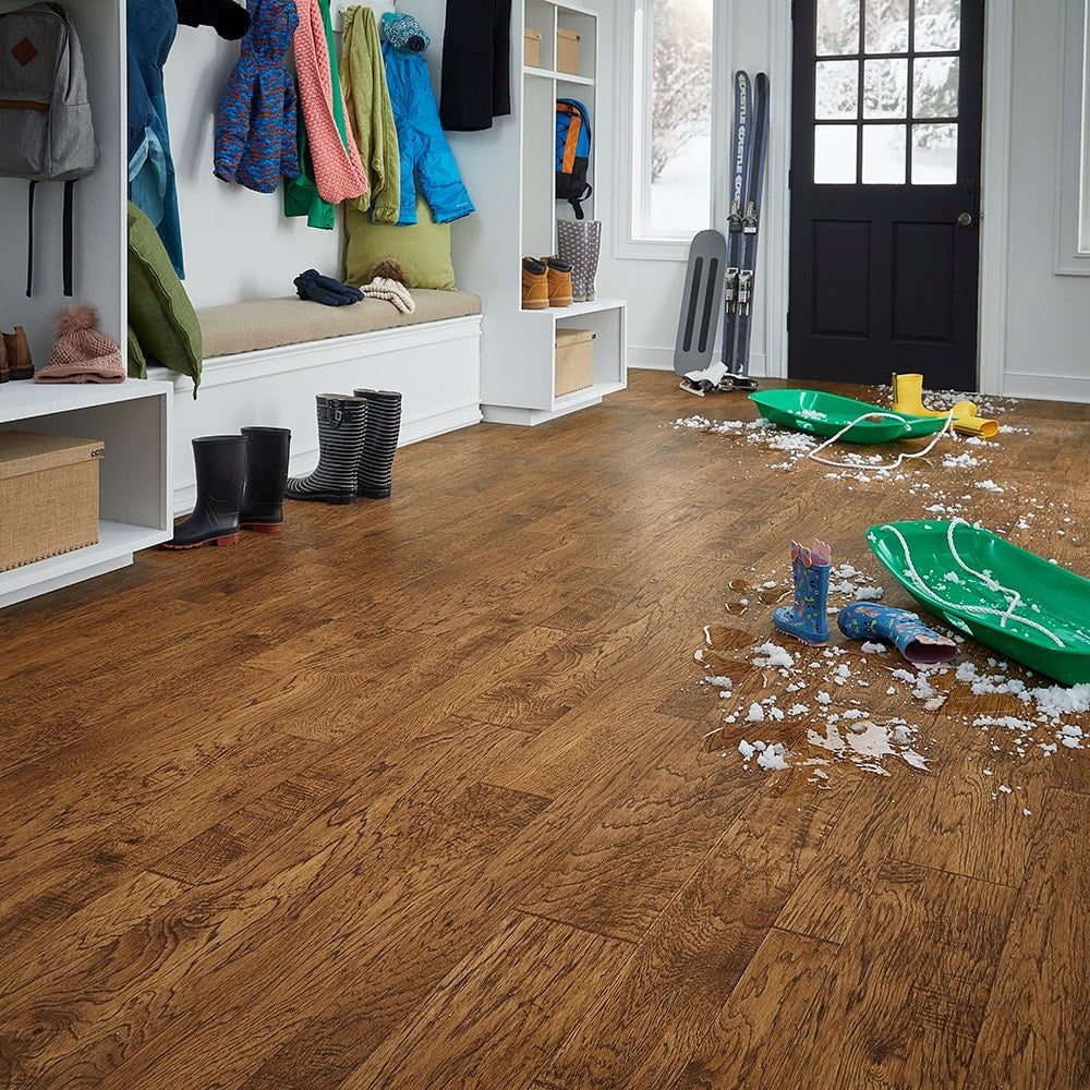 STAINMASTER PetProtect (Sample) Willow Creek Hickory Waterproof Wood Look Glue-Down Sheet Vinyl, 6-in x 9-in, 9.84-mil Wear Layer