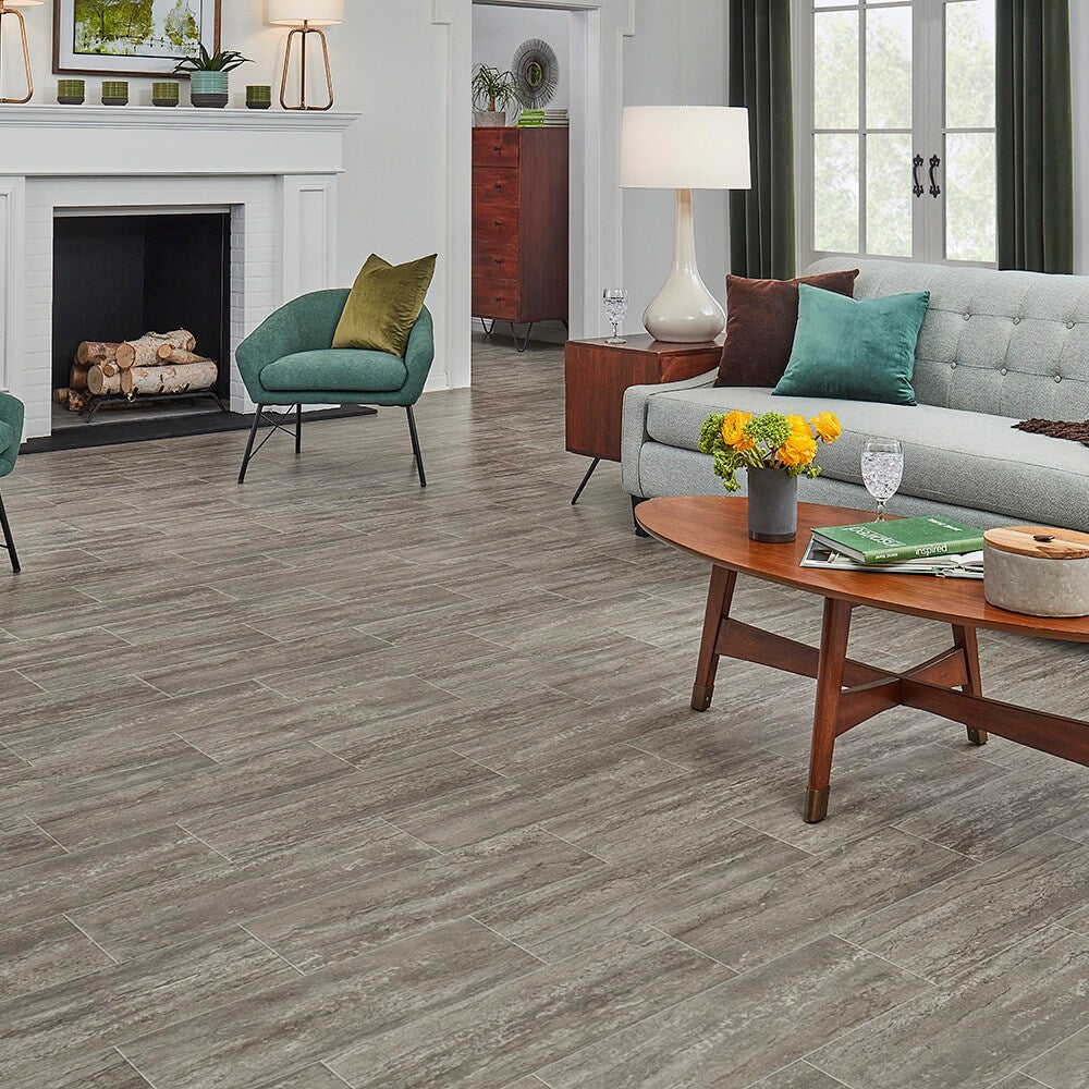 STAINMASTER Soho Limestone Stone Look 12-ft W x Cut-to-Length Waterproof Sheet Vinyl Flooring