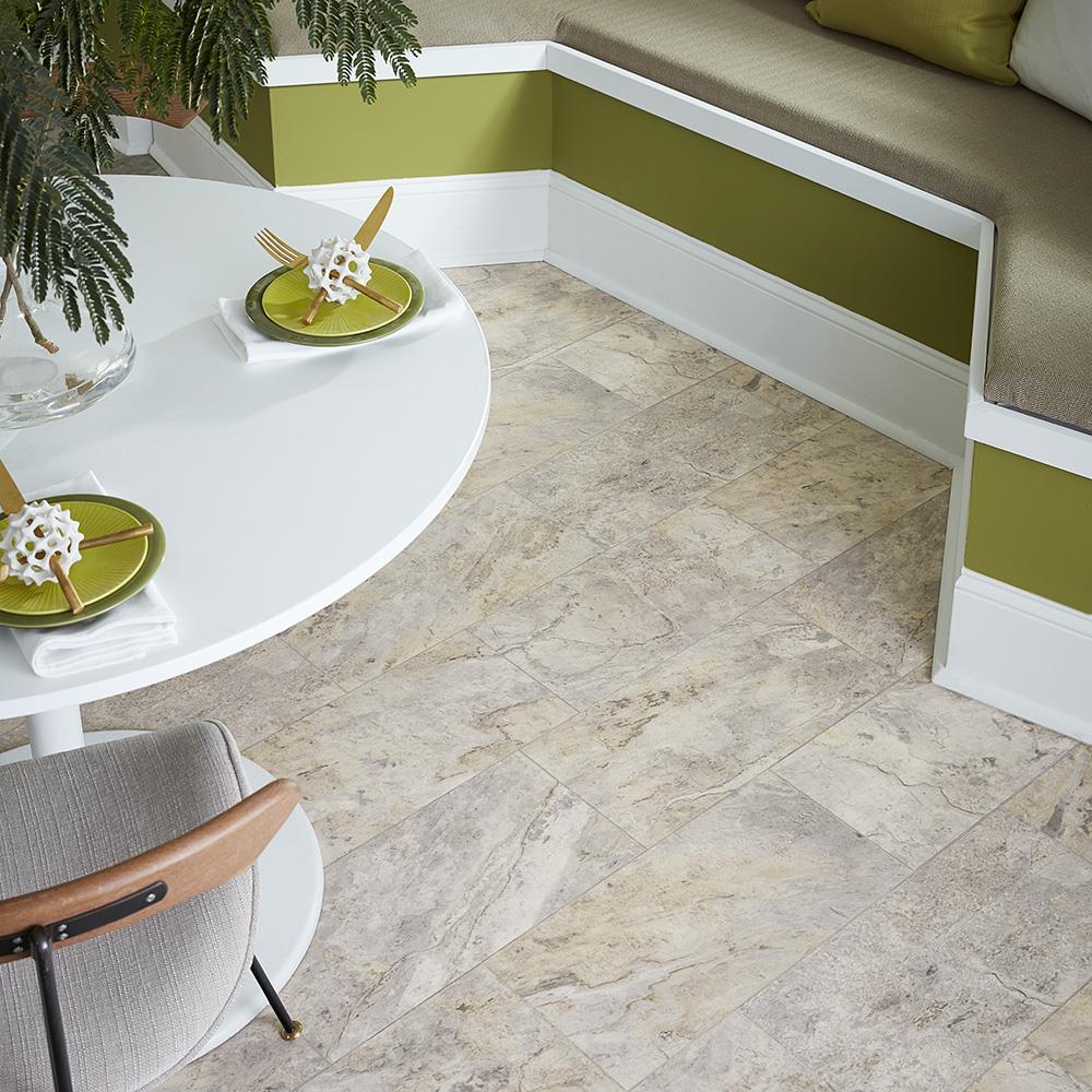 STAINMASTER (Sample) Midtown Slate Waterproof Marble-Look Glue-Down Sheet Vinyl Flooring Sample