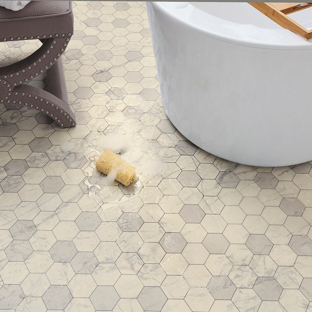 (Sample) STAINMASTER Sutton Place Marble Sheet Vinyl Flooring, Cut-to-Length, 12‑ft Width
