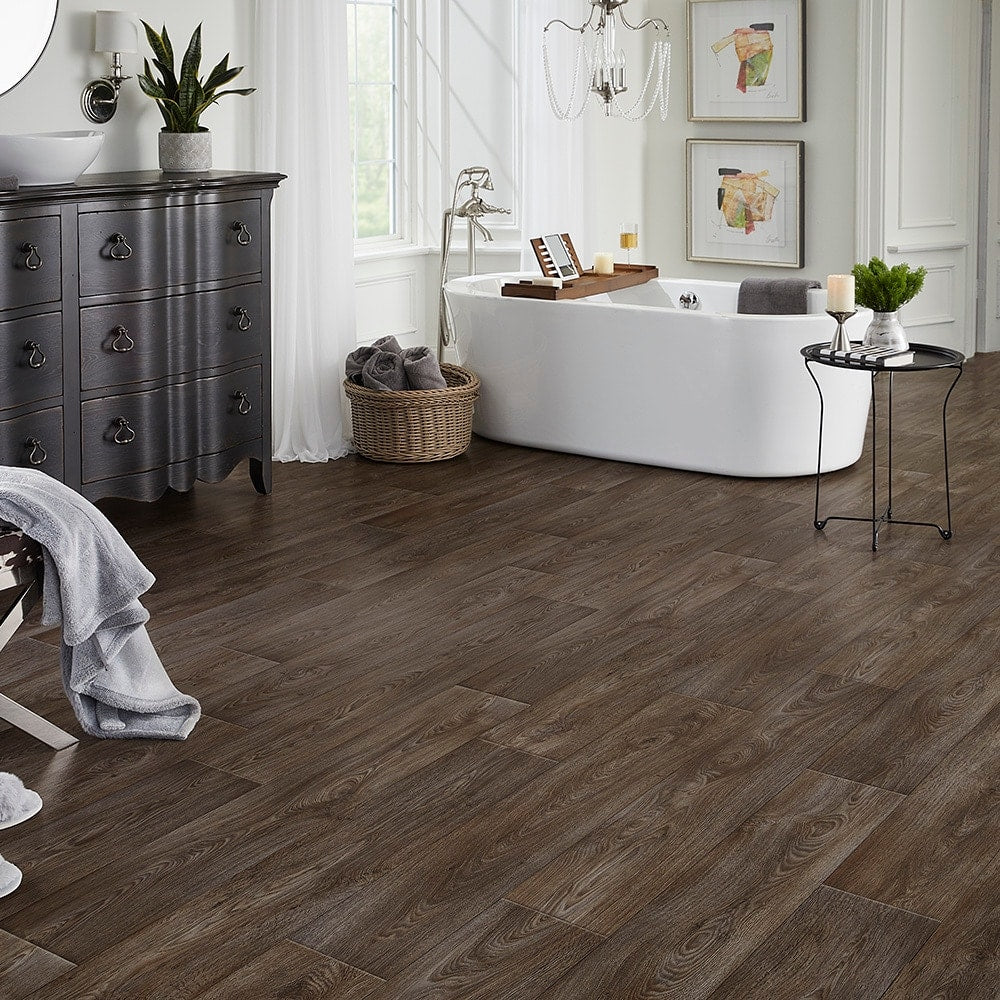 STAINMASTER 12-ft W x Cut-to-Length Thornhill Oak Wood Look Low-Gloss Finish Sheet Vinyl