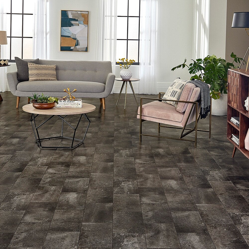 STAINMASTER 12-ft W x Cut-to-Length Smokey Sandstone Wood Look Low-Gloss Sheet Vinyl Flooring