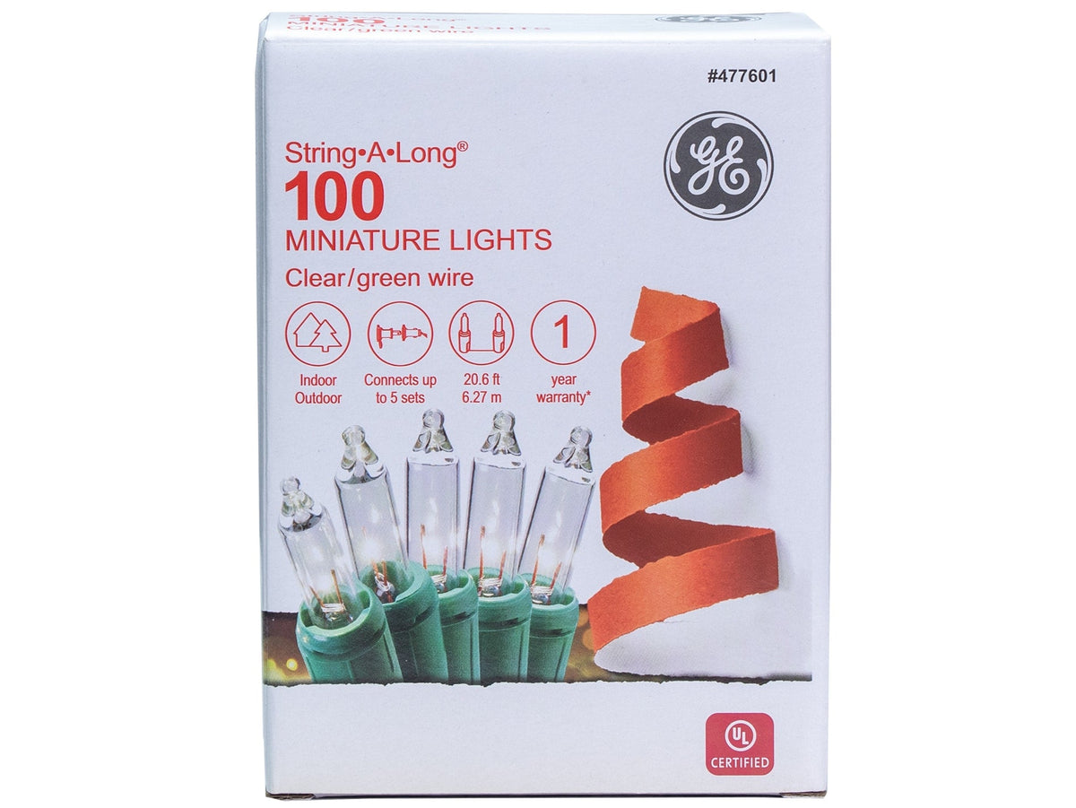 GE String-A-Long 100-Count 20.6-ft Clear Incandescent Plug-In Christmas String Lights, Green Wire