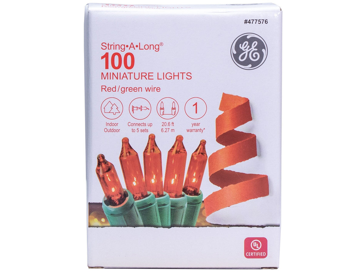 GE String-A-Long 100-Count 20.6-ft Red Incandescent Plug-In Christmas String Lights