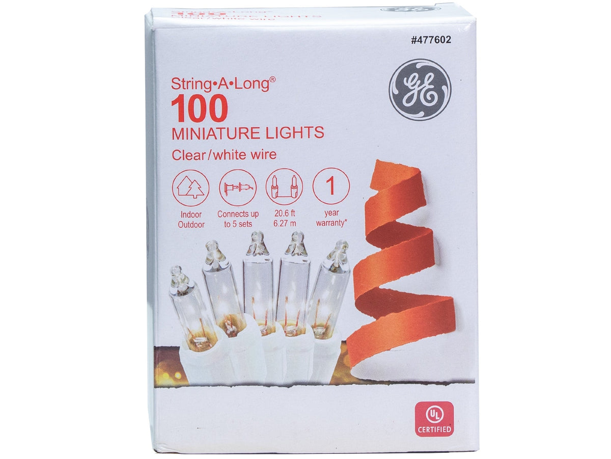 GE String A Long 100-Count 20.6-ft Clear White Incandescent Plug-In Christmas String Lights