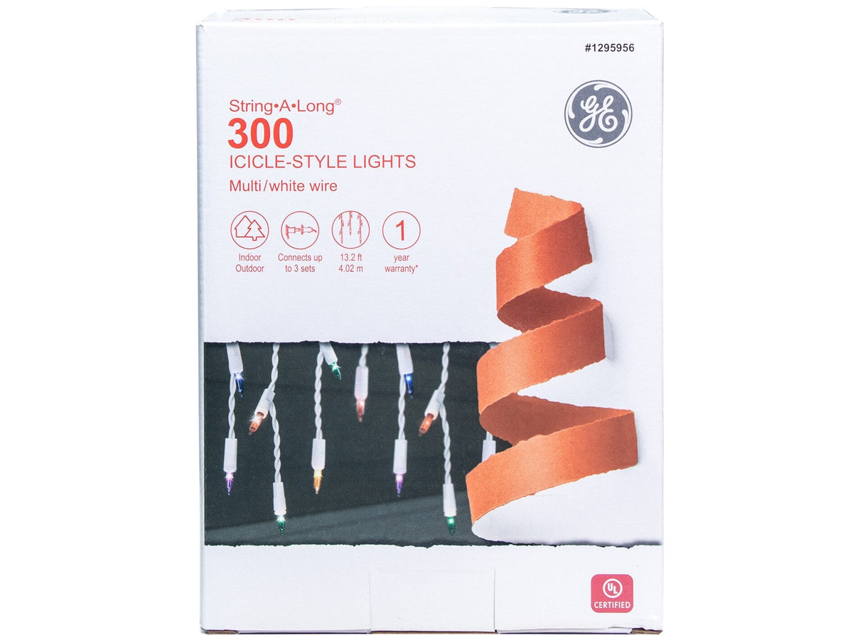 GE String-A-Long 300-Count Constant Multicolor Mini Incandescent Plug-In Christmas Icicle Lights