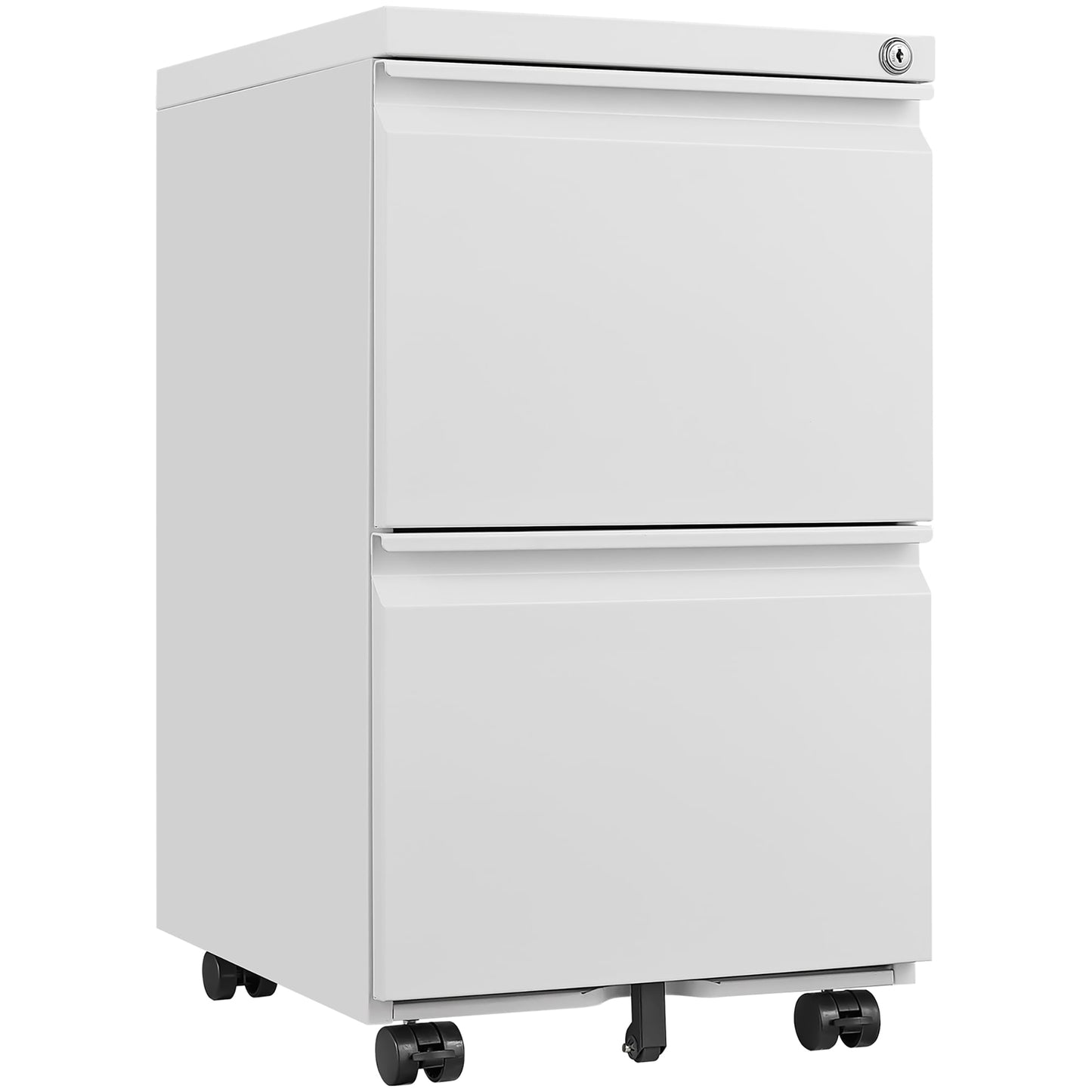GZMR Metal 2 Drawer Mobile File Cabinet with Lock White 2-Drawer 17.71-in File Cabinet