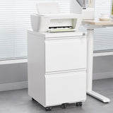 GZMR Metal 2 Drawer Mobile File Cabinet with Lock White 2-Drawer 17.71-in File Cabinet