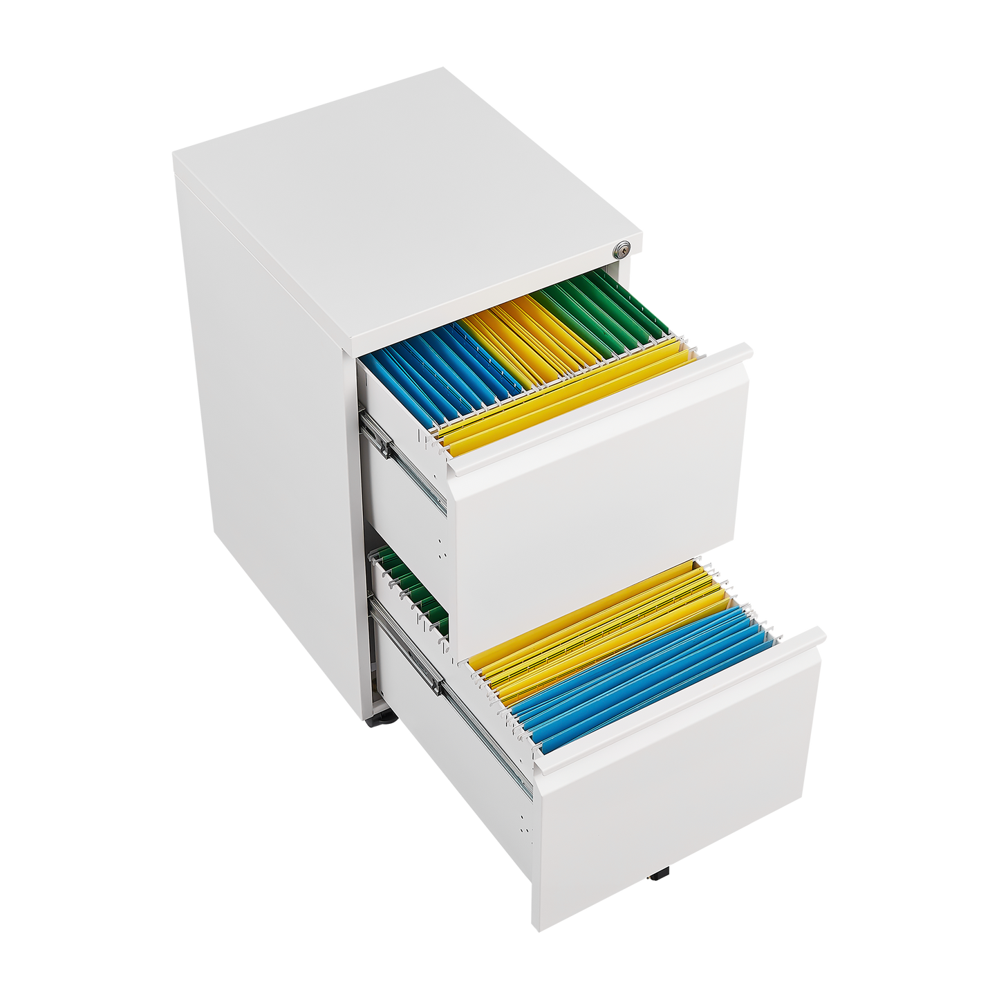 GZMR Metal 2 Drawer Mobile File Cabinet with Lock White 2-Drawer 17.71-in File Cabinet