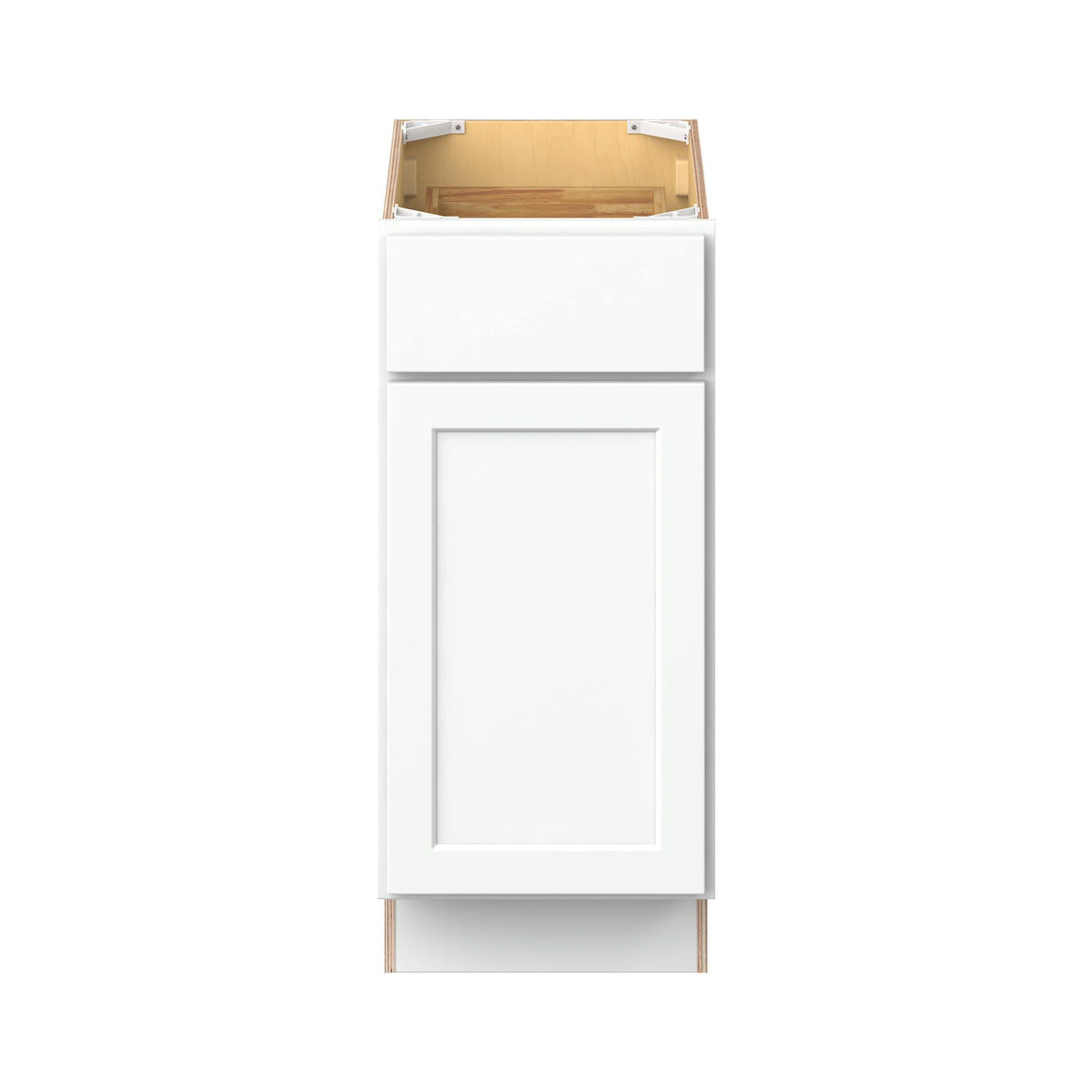 Hugo&Borg PRO Glendale 15-in W x 34.5-in H x 24-in D Pure White 1-Drawer Base Ready To Assemble Plywood Cabinet (Recessed Panel Shaker Style)