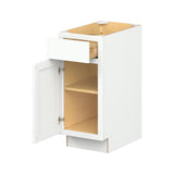 Hugo&Borg PRO Glendale 15-in W x 34.5-in H x 24-in D Pure White 1-Drawer Base Ready To Assemble Plywood Cabinet (Recessed Panel Shaker Style)