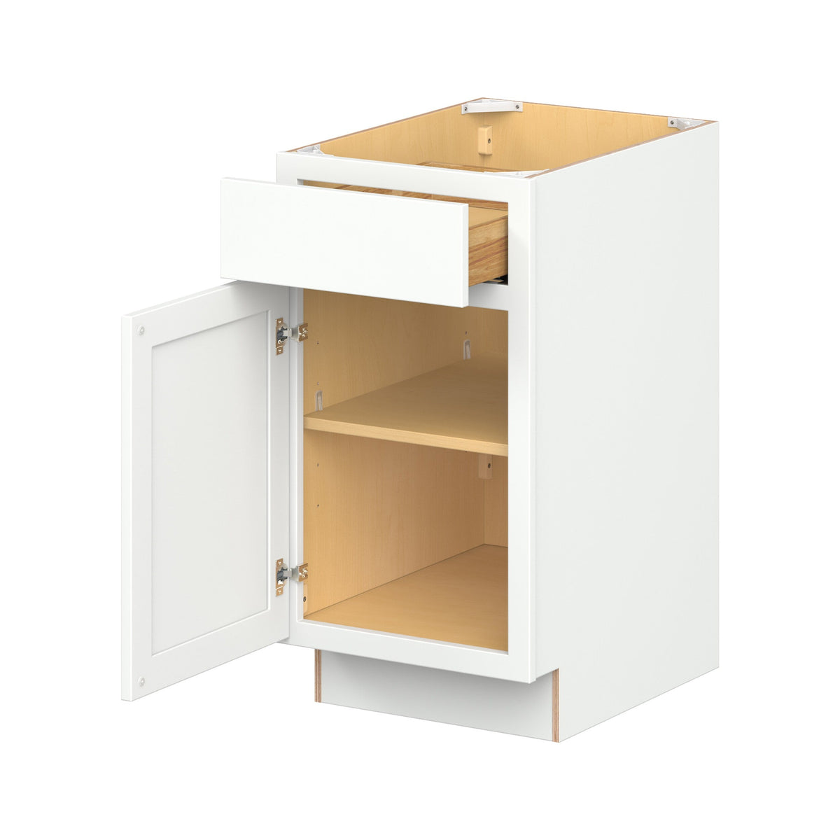 Hugo&Borg PRO Glendale 18-in W x 34.5-in H x 24-in D Pure White 1-Drawer Base Ready To Assemble Plywood Cabinet (Recessed Panel Shaker Style)