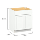 Hugo&Borg PRO Glendale 30-in W x 34.5-in H x 24-in D Pure White Sink Base Ready To Assemble Plywood Cabinet (Recessed Panel Shaker Style)