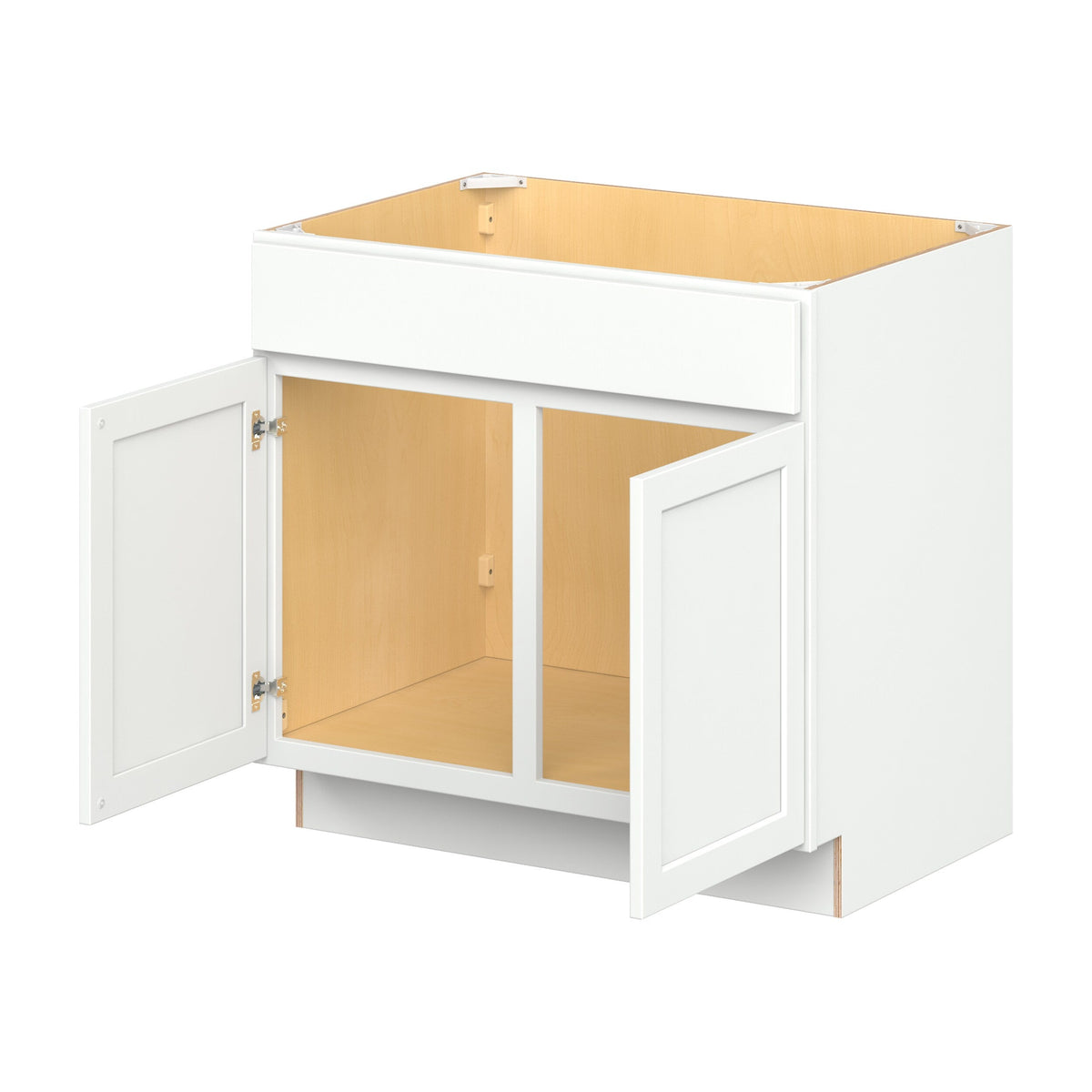 Hugo&Borg PRO Glendale 36-in W x 34.5-in H x 24-in D Pure White Sink Base Ready To Assemble Plywood Cabinet (Recessed Panel Shaker Style)