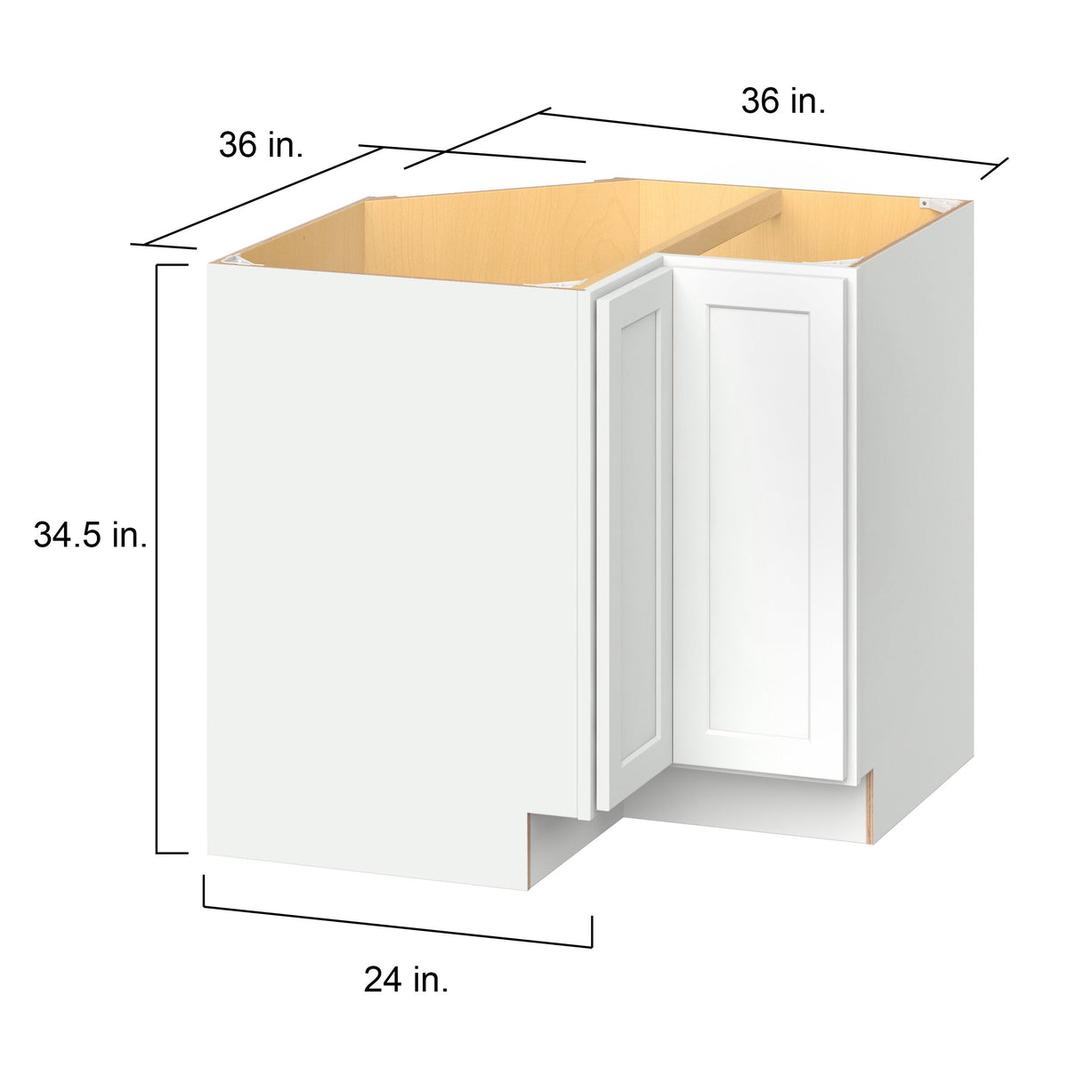 Hugo&Borg PRO Glendale 36-in W x 34.5-in H x 36-in D Pure White Lazy Susan Corner Base Ready To Assemble Plywood Cabinet (Recessed Panel Shaker Style)