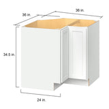 Hugo&Borg PRO Glendale 36-in W x 34.5-in H x 36-in D Pure White Lazy Susan Corner Base Ready To Assemble Plywood Cabinet (Recessed Panel Shaker Style)