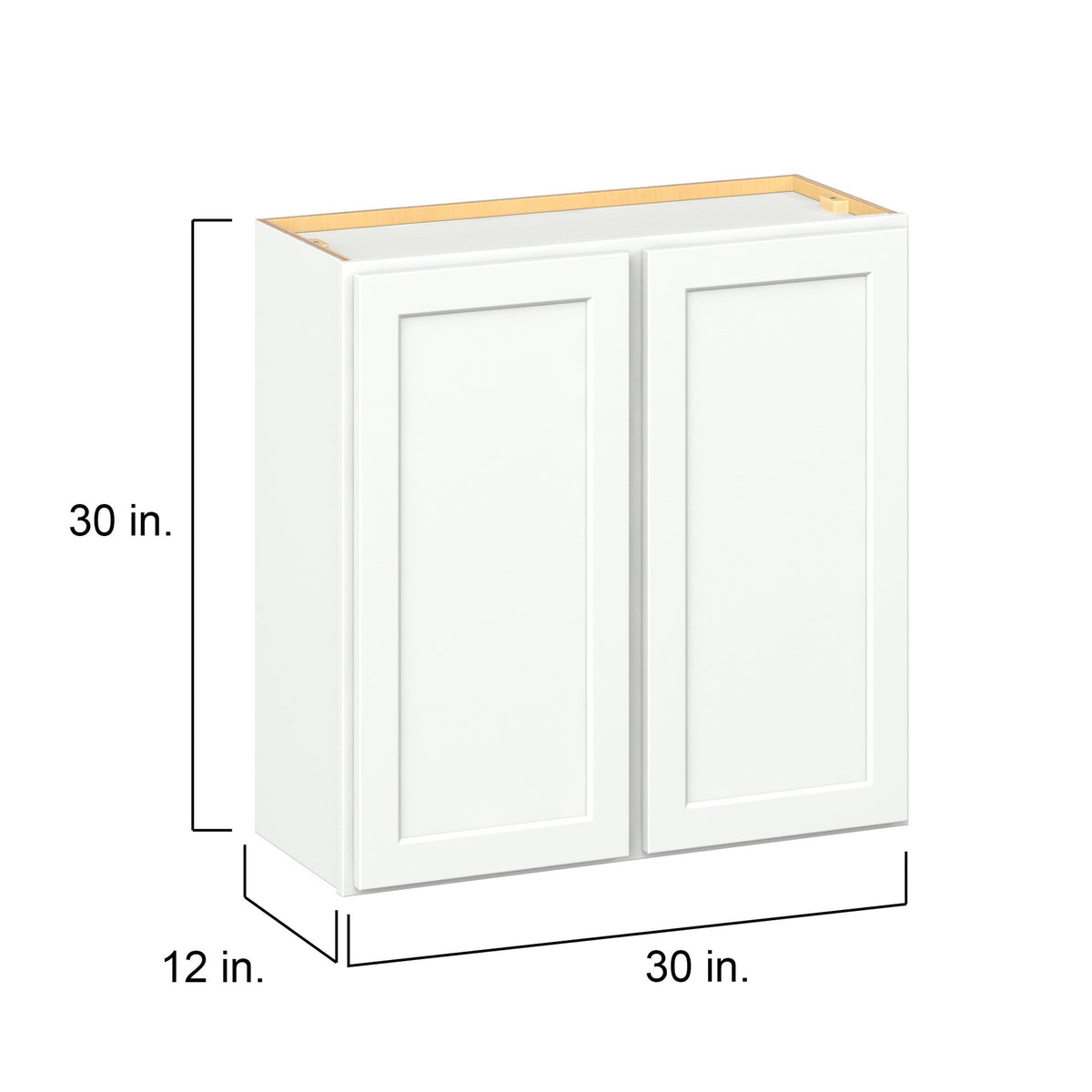 Hugo&Borg PRO Glendale 30-in W x 30-in H x 12-in D Pure White Wall Ready To Assemble Plywood Cabinet (Recessed Panel Shaker Door Style)