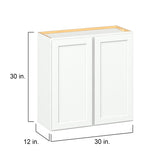 Hugo&Borg PRO Glendale 30-in W x 30-in H x 12-in D Pure White Wall Ready To Assemble Plywood Cabinet (Recessed Panel Shaker Door Style)