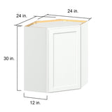 Hugo&Borg PRO Glendale 24-in W x 30-in H x 24-in D Pure White Diagonal Corner Wall Ready To Assemble Plywood Cabinet (Recessed Panel Shaker Style)