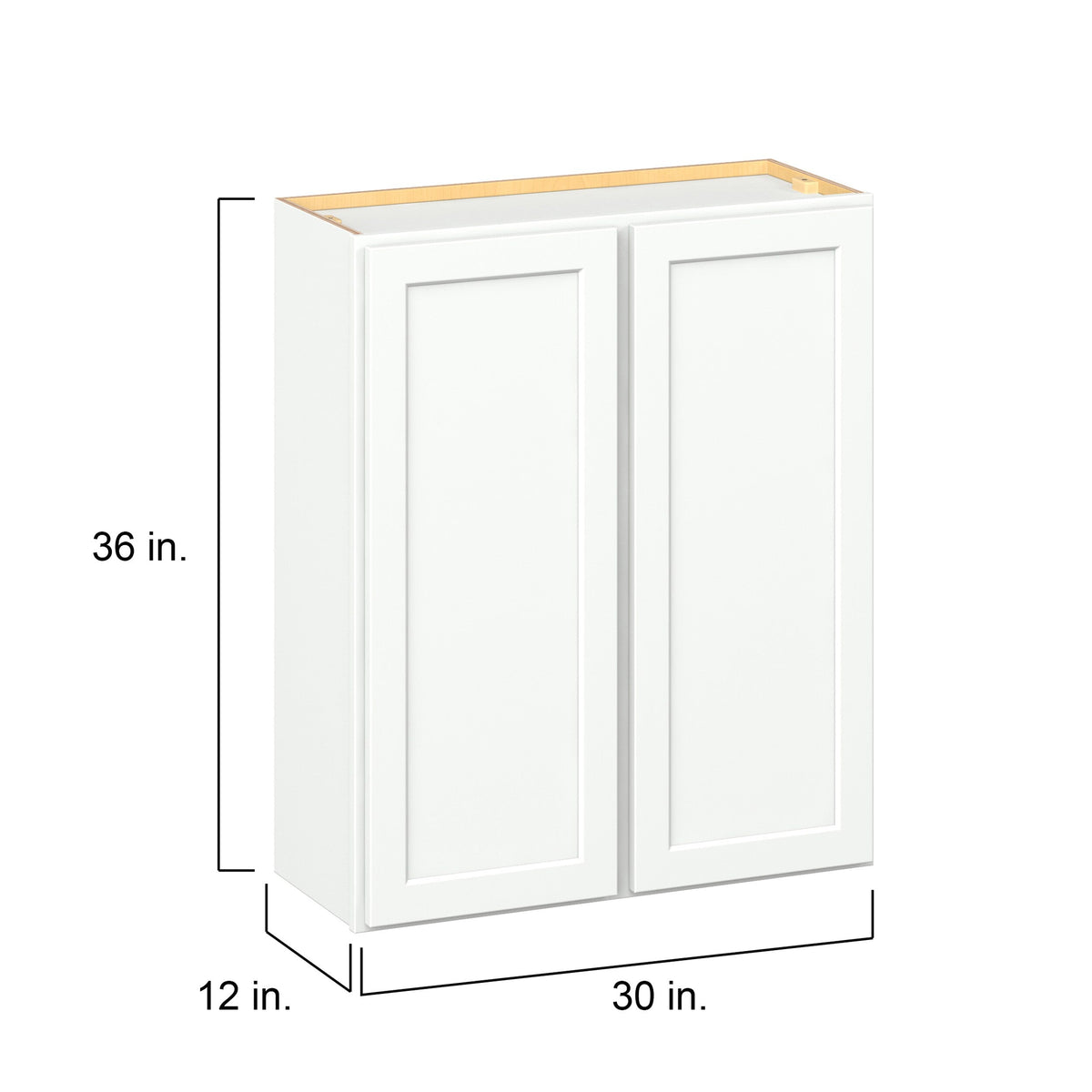 Hugo&Borg PRO Glendale 30-in W x 36-in H x 12-in D Pure White Wall Ready To Assemble Plywood Cabinet (Recessed Panel Shaker Door Style)