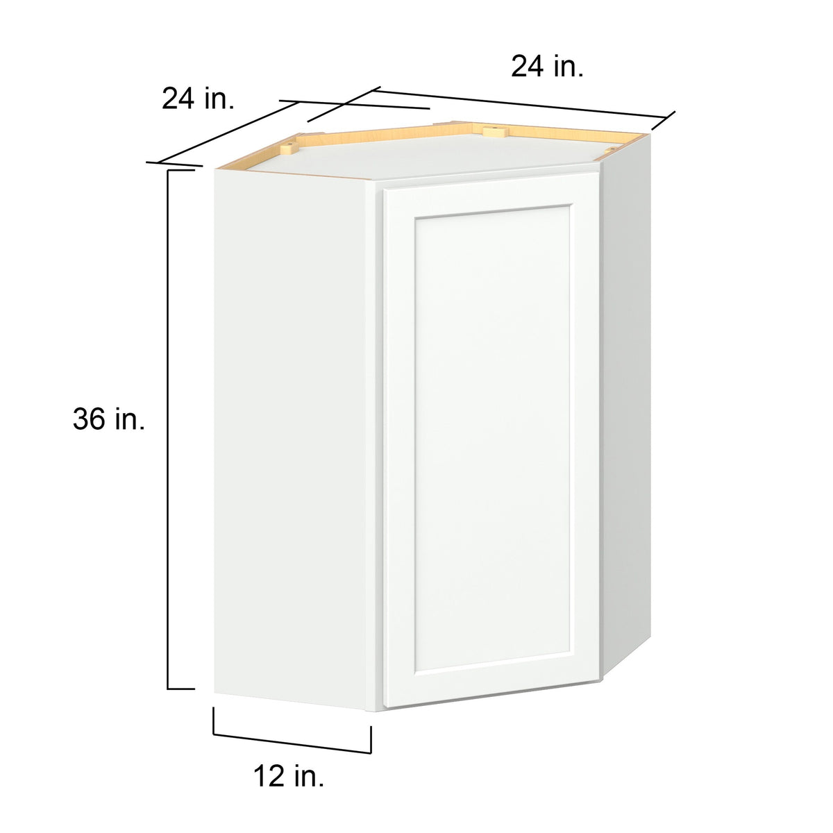 Hugo&Borg PRO Glendale 24-in W x 36-in H x 24-in D Pure White Diagonal Corner Wall Ready To Assemble Plywood Cabinet (Recessed Panel Shaker Style)