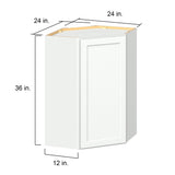 Hugo&Borg PRO Glendale 24-in W x 36-in H x 24-in D Pure White Diagonal Corner Wall Ready To Assemble Plywood Cabinet (Recessed Panel Shaker Style)