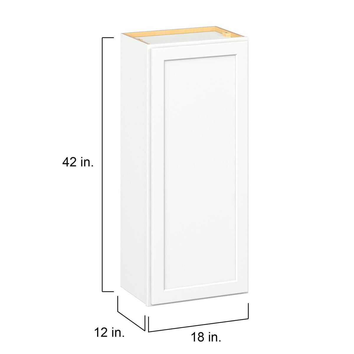 Hugo&Borg PRO Glendale 18-in W x 42-in H x 12-in D Pure White Wall Ready To Assemble Plywood Cabinet (Recessed Panel Shaker Door Style)