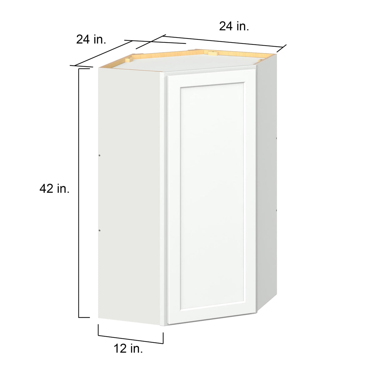 Hugo&Borg PRO Glendale 24-in W x 42-in H x 24-in D Pure White Diagonal Corner Wall Ready To Assemble Plywood Cabinet (Recessed Panel Shaker Style)