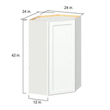 Hugo&Borg PRO Glendale 24-in W x 42-in H x 24-in D Pure White Diagonal Corner Wall Ready To Assemble Plywood Cabinet (Recessed Panel Shaker Style)