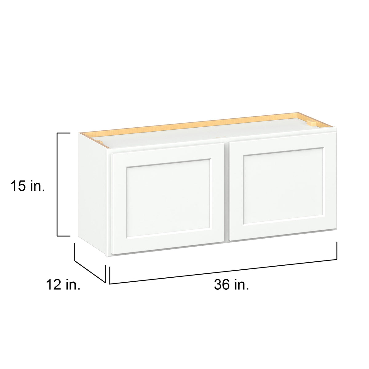 Hugo&Borg PRO Glendale 36-in W x 15-in H x 12-in D Pure White Wall Ready To Assemble Plywood Cabinet (Recessed Panel Shaker Door Style)