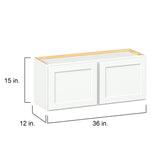Hugo&Borg PRO Glendale 36-in W x 15-in H x 12-in D Pure White Wall Ready To Assemble Plywood Cabinet (Recessed Panel Shaker Door Style)