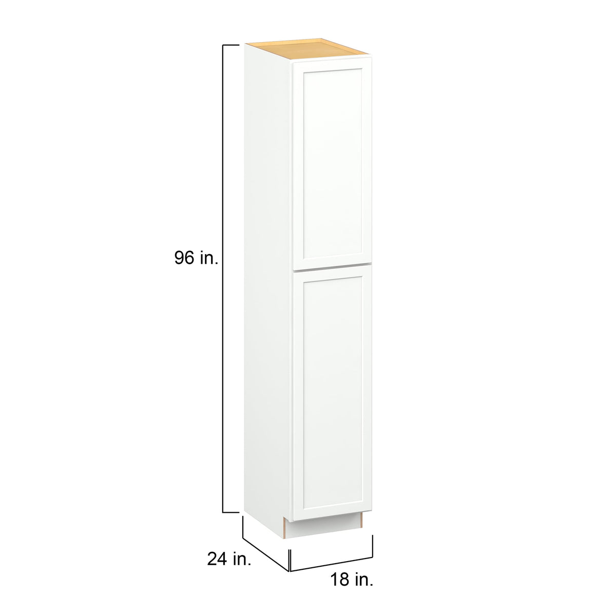 Hugo&Borg PRO Glendale 18-in W x 96-in H x 24-in D Pure White Pantry Ready To Assemble Plywood Cabinet (Recessed Panel Shaker Door Style)