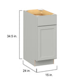 Hugo&Borg PRO Jasper 15-in W x 34.5-in H x 24-in D Whisper Gray 1-Drawer Base Ready To Assemble Plywood Cabinet (Flat Panel Shaker Style)