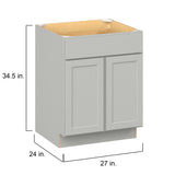 Hugo&Borg PRO Jasper 27-in W x 34.5-in H x 24-in D Whisper Gray 1-Drawer Base Ready To Assemble Plywood Cabinet (Flat Panel Shaker Style)
