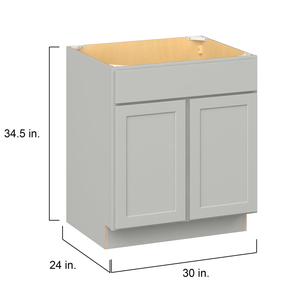 Hugo&Borg PRO Jasper 30-in W x 34.5-in H x 24-in D Whisper Gray Blind Sink Base Ready To Assemble Plywood Cabinet (Flat Panel Shaker Style)