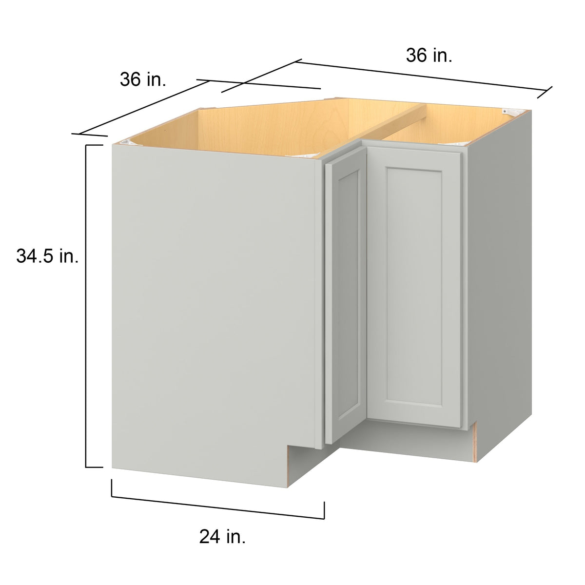 Hugo&Borg PRO Jasper 36-in W x 34.5-in H x 36-in D Whisper Gray Lazy Susan Corner Base Ready To Assemble Plywood Cabinet (Flat Panel Shaker Style)